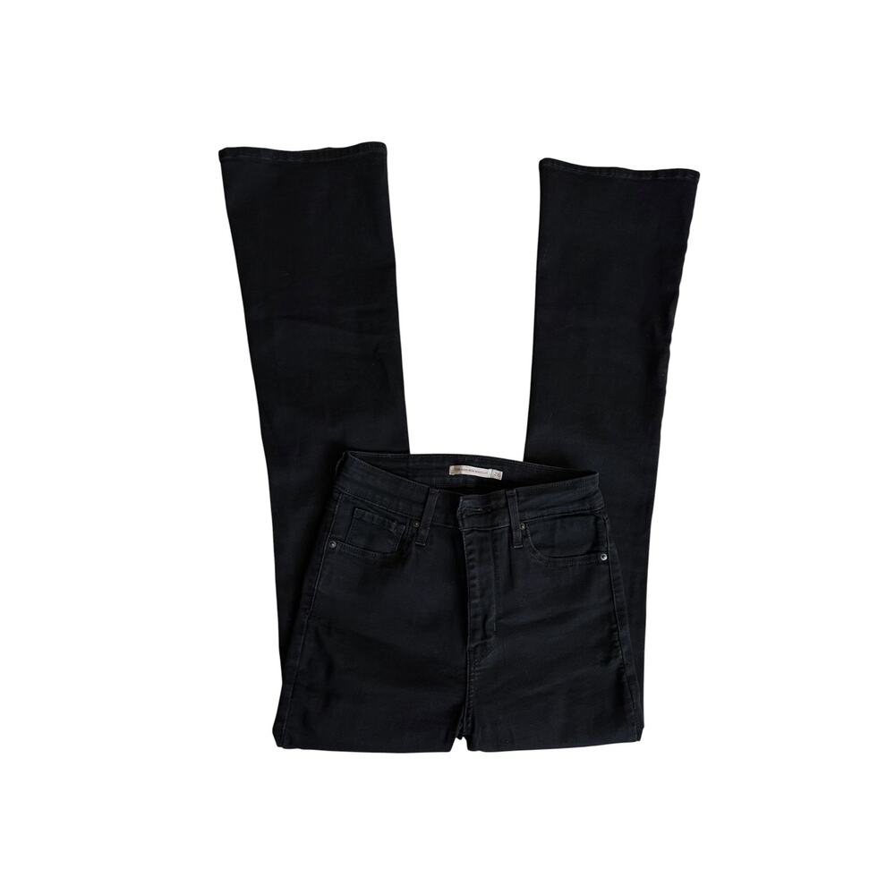 Levi's premium 725 High Rise Bootcut jeans black denim stretch lot 700 size 26